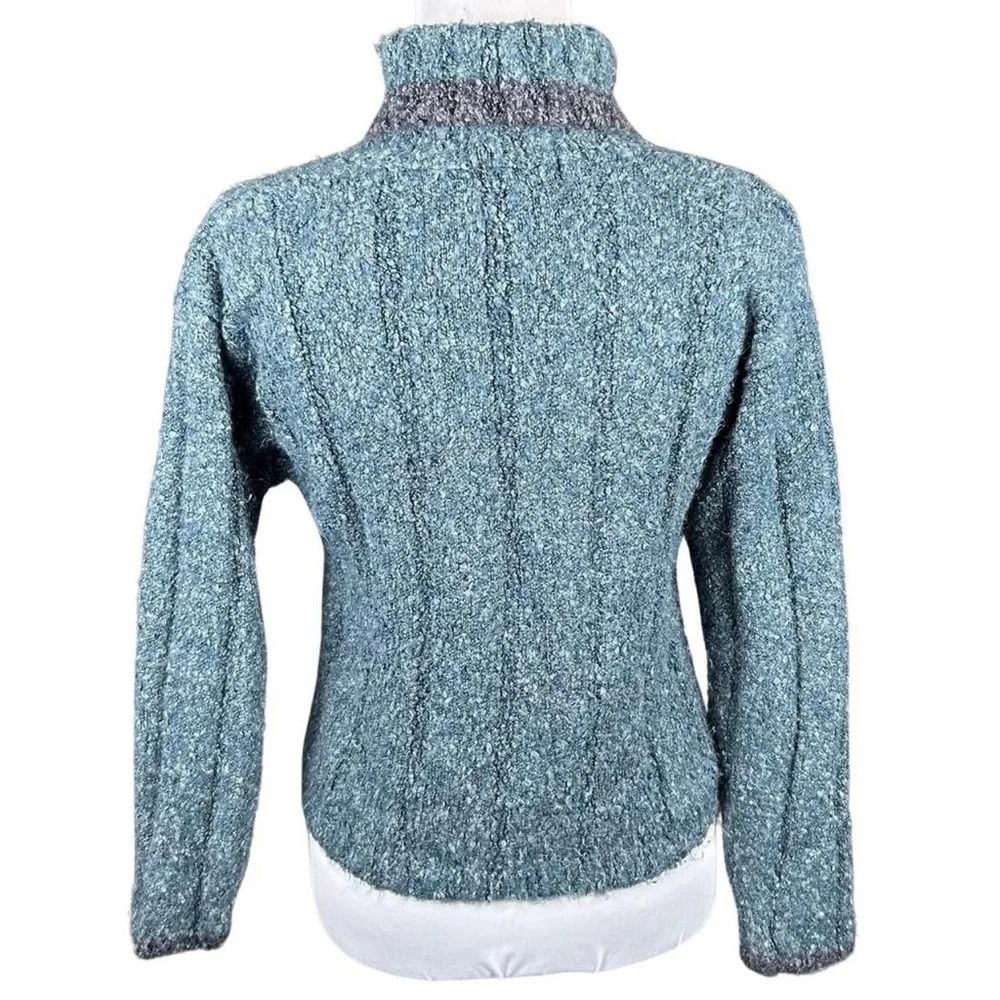 Vintage 90s Sixty-Two East Chunky Teal Turtleneck Sweater - Picture 3 of 5